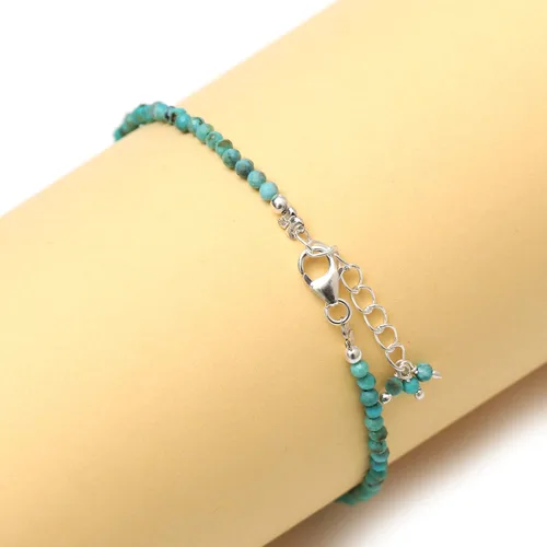 Miniatura 5 de Pulsera de plata de ley 925 con cuentas completas y ajustables para mujer, pulsera delicada de cuentas de piedras preciosas naturales, regalo