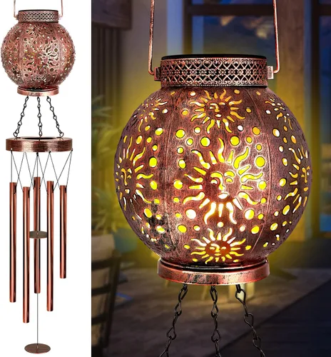 YHmall Campanillas de viento solares para exteriores, regalos de sol de 38 pulgadas para mamá, campanillas de viento conmemorativas para mujeres,