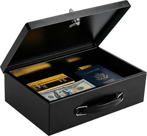 KYODOLED Caja de documentos ignífuga con cerradura de llave, pequeñas cajas de seguridad para artículos personales, resistencia al fuego y al agua,