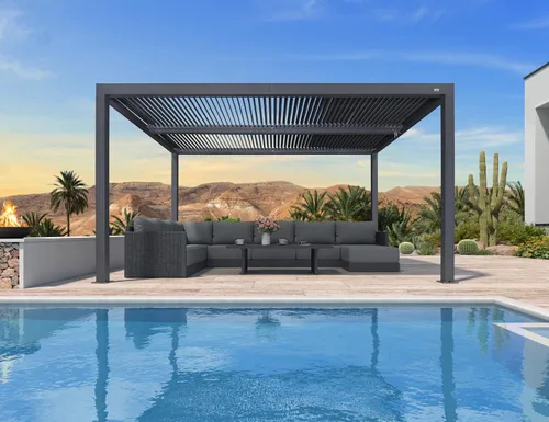 Miniatura 13 de PURPLE LEAF 94AS - Pérgola pequeña de aluminio compacto de 10 x 12 pies con techo rígido con listones ajustables para patio, cubierta de terraza