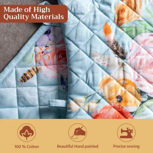 Miniatura 3 de Maison d' Hermine - Juego de guantes de horno de 7.5 x 13 pulgadas y agarradera de 8 x 8 pulgadas, 100 % algodón, resistente al calor, cocina, 077