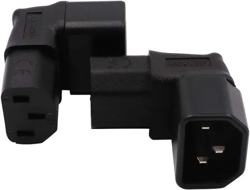 Miniatura 3 de Adaptador de corriente IEC C14 a C13 PDU Plug/Socket Up 90 grados para montaje en pared LCD TV 2 Pack Negro/paquete de 2 (arriba)