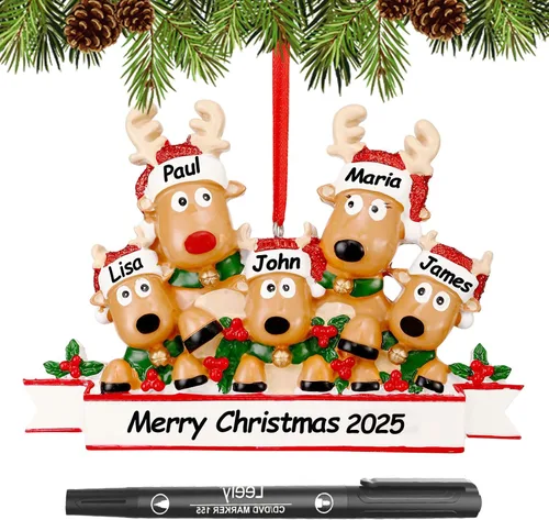 Miniatura 30 de Adornos de Navidad personalizados 2025, familia de 2, 3, 4, 5, 6, gnomo, adorno de Navidad personalizado con nombres, adornos familiares Gnomos