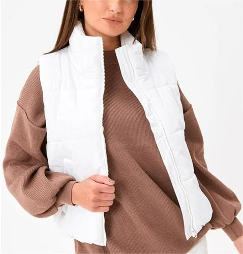 Miniatura 2 de VELISDE Chaleco corto acolchado para mujer, sin mangas, para invierno, cálido, ligero, cuello alto, con bolsillos
