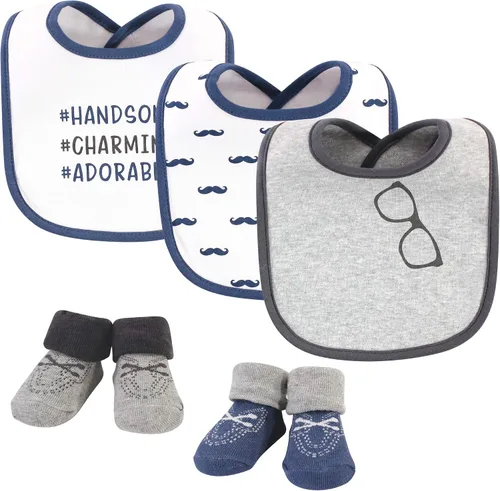 Miniatura 8 de Hudson Baby Conjunto de babero y calcetines unisex de algodón para bebé