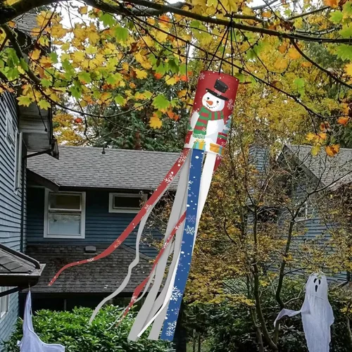 Miniatura 4 de Windsock - Calcetín de viento reutilizable suave de Navidad para colgar al aire libre para jardín, árbol, fiesta, decoración de bandera, calcetines