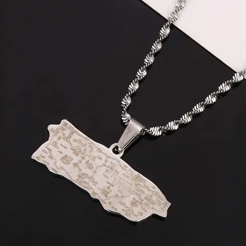 Miniatura 3 de Collar con colgante de mapa de Puerto Rico de acero inoxidable, joyería de mapa de puertorriqueños