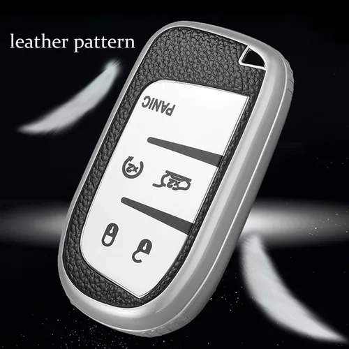 Miniatura 5 de ontto Funda de llave de 5 botones para Jeep Key Fob Case TPU Leather Pattern Key Skin para Chrysler 300 200 Dodge Charger para Jeep Grand Cherokee