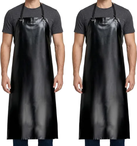 Xpose Safety Heavy Duty Vinyl Waterproof Aprons, White - For Home, Industrial and Commercial Use - Chemical Resistant Negro
