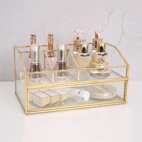 Miniatura 7 de Soporte para brochas de maquillaje de cristal, organizador de brochas de maquillaje, caja de exhibición de joyas, elegante organizador de maquillaje