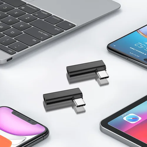 Miniatura 5 de Adaptador de auriculares USB C de 90 grados a 0.138 in, 90 grados tipo C macho a 0.138 in hembra Aux Audio Dongle Converter, para dispositivos