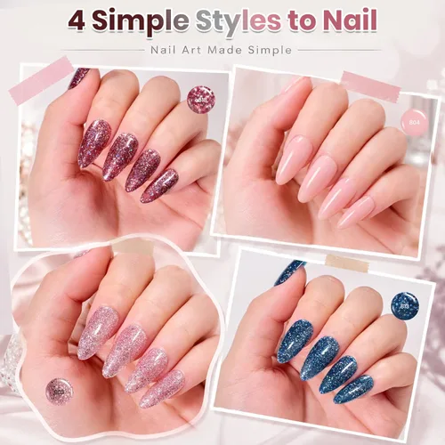 Miniatura 5 de beetles colección “Muse” - Esmaltes en gel, 20 colores, nude, gris, rosa, azul y brillantina, kit de manicura para principiantes con 3 frascos