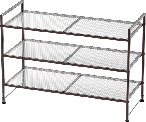 Miniatura 8 de Simple Houseware - Zapatero apilable de 3 niveles, superficie en rejilla, color negro