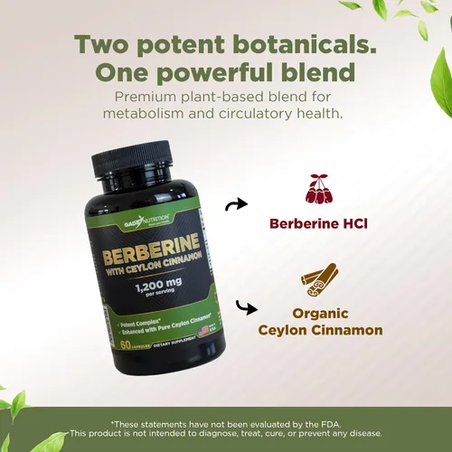 Miniatura 3 de Gade Nutrition Suplemento de berberina con canela de Ceilán Berberina mejor opción con cápsulas de canela de Ceilán Cápsulas vegetales orgánicas