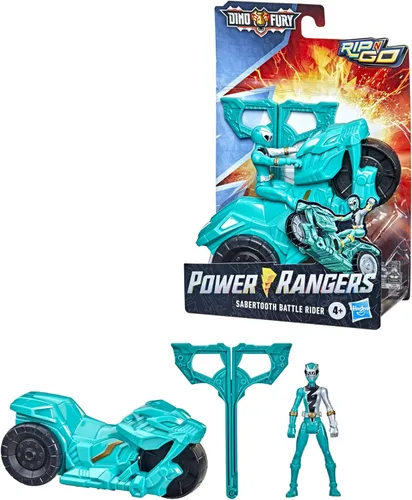 Miniatura 4 de Power Rangers Dino Fury Rip N Go Sabertooth Battle Rider and Dino Fury Green Ranger - Figura de acción y vehículo de 6 pulgadas, juguetes para niños