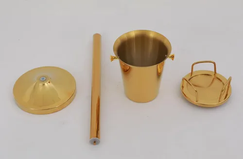 Miniatura 8 de Enfriador de vino independiente para cubo de hielo, enfriadores de vino y bodega con cubo de hielo, cubo de hielo de pie de acero inoxidable, Oro