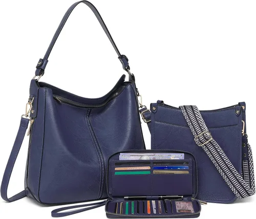 Miniatura 16 de Carteras para Mujeres 3PCS, Juego de Bolsos Cruzados Bolso Grande de Cuero Carteras de Hombro con Billetera Correas Ajustables para Damas Tote