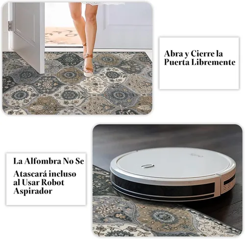 Miniatura 5 de Lahome Alfombra marroquí lavable circular con enrejado, alfombra redonda de 5 pies de diámetro, suave, antideslizante, sin desprendimiento, alfombra