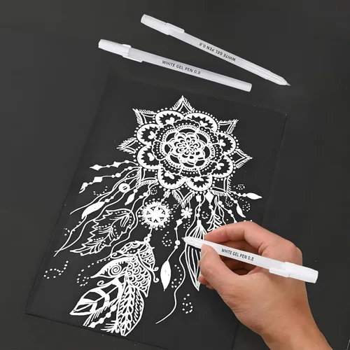 Miniatura 3 de Paquete de 12 bolígrafos de gel blanco, punta extrafina de 0.031 in, bolígrafo de gel de tinta blanca de primera calidad, para papel negro, arte