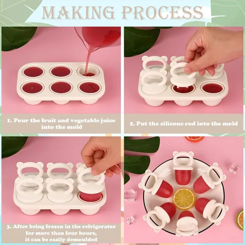 Miniatura 5 de Sakolla Baby Popsicle Molds Mini 6-Cavity Silicone Ice Pop Mold with Sticks Breastmilk Popsicle Molds for Teething Relief Toddler Popsicle Mold for