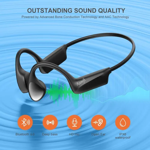 Miniatura 4 de Auriculares de Conducción Ósea - Auriculares Bluetooth 6.0 de Oído Abierto, Auriculares Inalámbricos con Micrófono y Ajuste Cómodo, 10 Horas