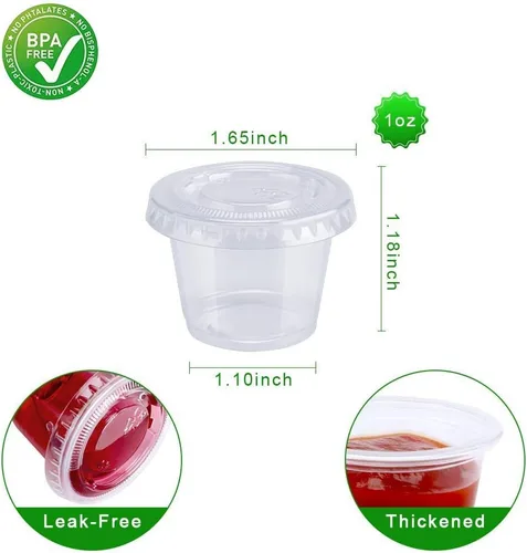 Miniatura 2 de Recipientes de plástico pequeños de polipropileno transparente de 200-1 oz tazas con tapas