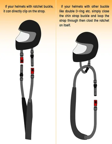 Miniatura 6 de XFMT Correa de transporte para casco de motocicleta, ajustable, de liberación rápida, manos libres, correa de transporte para motocross, ATV