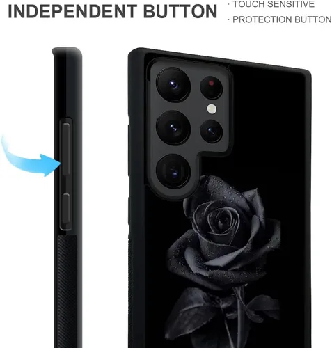 Miniatura 4 de DJSOK Funda compatible con Samsung Galaxy S22 Ultra, diseño con patrón de parachoques trasero, esquinas reforzadas antiarañazos, caver de TPU suave