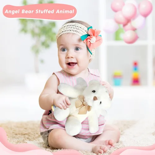 Miniatura 5 de HyDren Animal de peluche de oso de ángel con alas, muñecas de oso blanco para niños y niñas, regalo de cumpleaños (peluche, clásico)