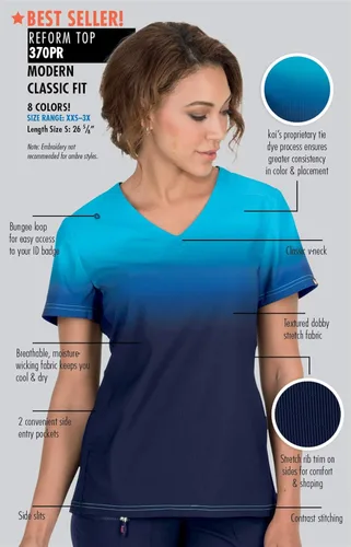 Miniatura 6 de KOI Lite 370PR Ombre Reform - Camisa de uniforme médico, de color degradado, para mujer