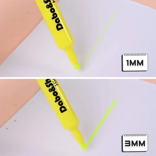 Miniatura 3 de Dabo&Shobo Resaltador amarillo, paquete de 24 unidades, color brillante, punta de cincel, para adultos, resaltado en la oficina escolar en casa