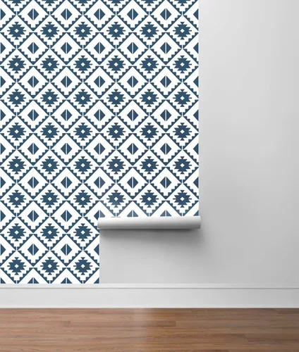 Miniatura 7 de NextWall Papel tapiz autoadhesivo de azulejos del suroeste de imitación Azul marino