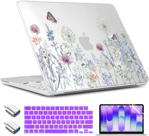 Miniatura 21 de TWOLSKOO Funda para MacBook Neo de 13 pulgadas 2026 A3404 A18 Pro Chip, carcasa rígida de plástico con adaptador tipo C, 2 fundas para cámara web