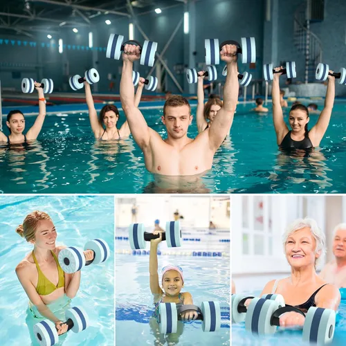 Miniatura 7 de Sportneer Pesas de Agua Mancuernas de Ejercicio Acuático Mancuernas de Agua Aeróbicos Entrenamientos Juego de 2 Pesas de Piscina de Espuma EVA Juego
