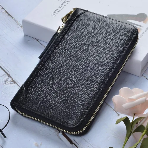 Miniatura 2 de Easyoulife - Monedero de cuero con cremallera, billetera portatarjetas para mujer, bloqueo RFID