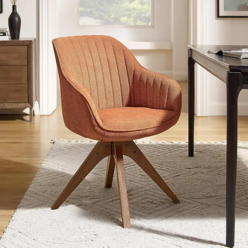 Miniatura 12 de Art Leon Silla de Oficina Sin Ruedas, Silla de Escritorio Moderna de Mediados de Siglo Sin Ruedas, Silla Giratoria de Acento con Patas de Madera