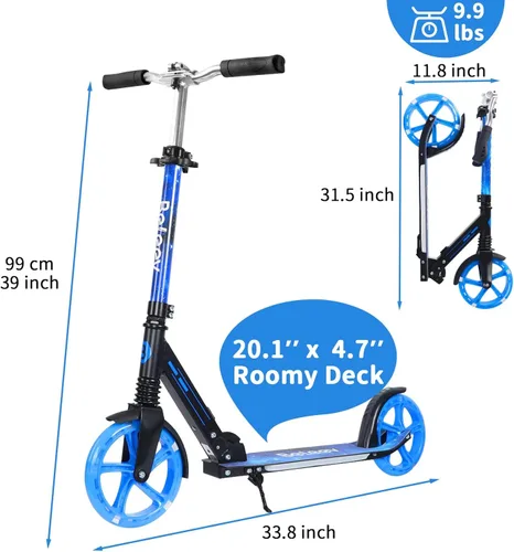 Miniatura 7 de BELEEV V5 Plus Patinete para niños de 6 años en adelante, adolescentes con ruedas y plataforma iluminadas, patinete plegable deportivo de 2 ruedas