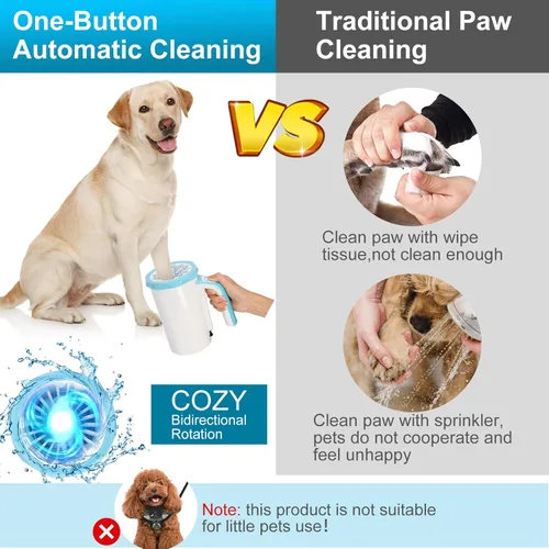 Miniatura 3 de Limpiador automático recargable de patas de perro, taza de lavado de patas de perro, limpiador portátil 2 en 1 de patas de mascota con cepillo