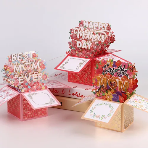 Miniatura 8 de POPGIFTU Paquete de 3 tarjetas emergentes 3D para el día de la madre con sobres y etiquetas de mensaje, juego de tarjetas de felicitación de ramo