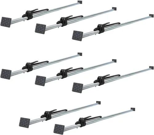 Miniatura 14 de Mytee Products Barra de carga de gato de carga de 86 a 114 pulgadas con tubo de acero cuadrado soldado y patas de goma pivotantes atornilladas