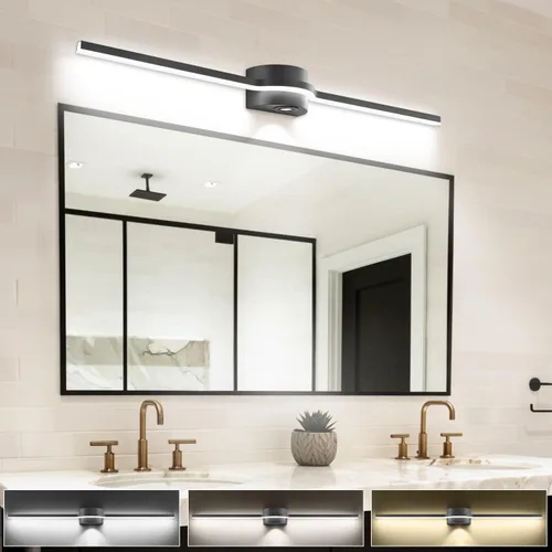 Miniatura 3 de SOLFART BK-3C - Luces LED de tocador para baño, lámparas de baño negras, 3 colores de temperatura regulable de 48 pulgadas