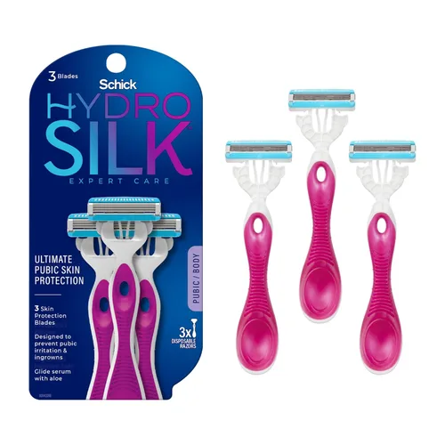 Miniatura 11 de Schick Hydro Silk - Maquinillas de afeitar desechables de 3 hojas para mujer, 3 unidades, esenciales de viaje, afeitadora para mujer, diseño