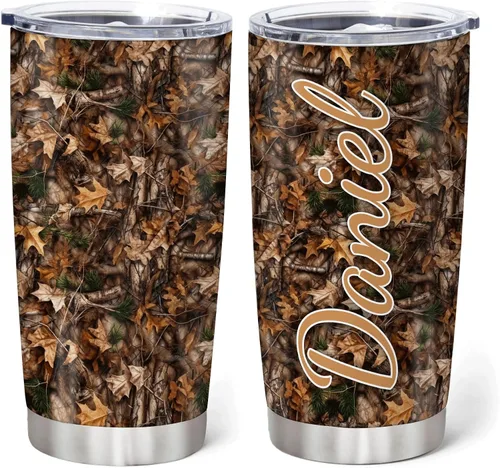 Miniatura 15 de Hyturtle Regalos de Caza Personalizados Para Hombres - Vaso Térmico de Caza de Ciervos con Camuflaje de 20 Oz para Café de Viaje de Acero Inoxidable
