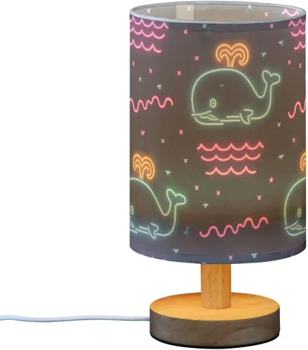 Miniatura 2 de Summer Neon Whale Wave Black Table Lamp Night Lampsnight Light for Dining Room Lamps for Small Spaces Retro lamparas para cuartos