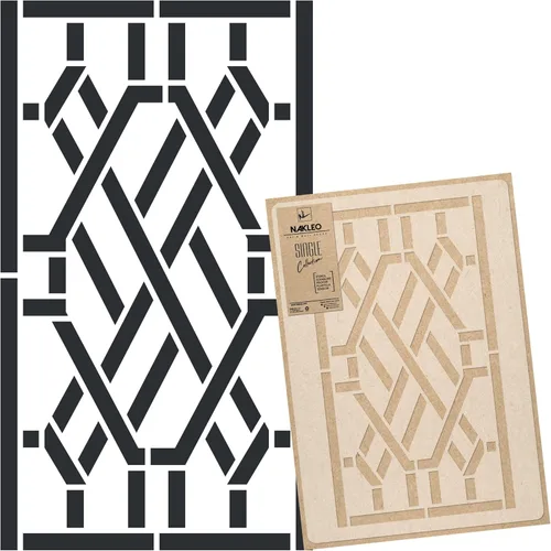 NAKLEO - Plantilla de pared de plástico reutilizable - 23 x 37 pulgadas - Adorno de barandilla china - Papel tapiz grande para pintura de arte DIY -
