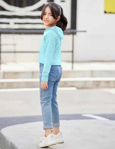 Miniatura 6 de Arshiner - Sudadera corta con capucha y manga larga con teñido batik para niñas