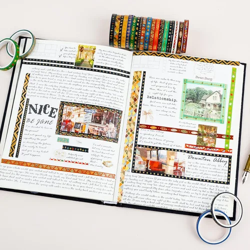 Miniatura 4 de Dizdkizd Cinta washi delgada, cinta washi dorada delgada para planificadores, álbumes de recortes, decoración de tarjetas, patrones étnicos