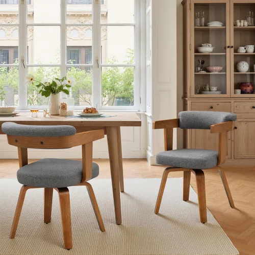 Miniatura 29 de Art Leon Silla de oficina sin ruedas, moderna de mediados de siglo, silla de escritorio tapizada de tela sin ruedas, silla con brazo decorativo
