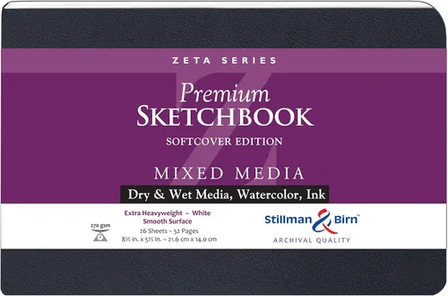 Miniatura 7 de Cuaderno de bocetos de pasta suave Stillman & Birn Serie Zeta, 14 cm x 8.9 cm, 270 g/m² (extra pesado), papel blanco, superficie lisa