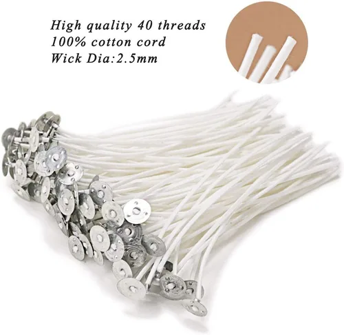 Miniatura 5 de Mechas naturales EricX Light, 100 unidades, baja emisión de humo, 6 pulgadas, preenceradas y 100% núcleo de algodón natural, para fabricación